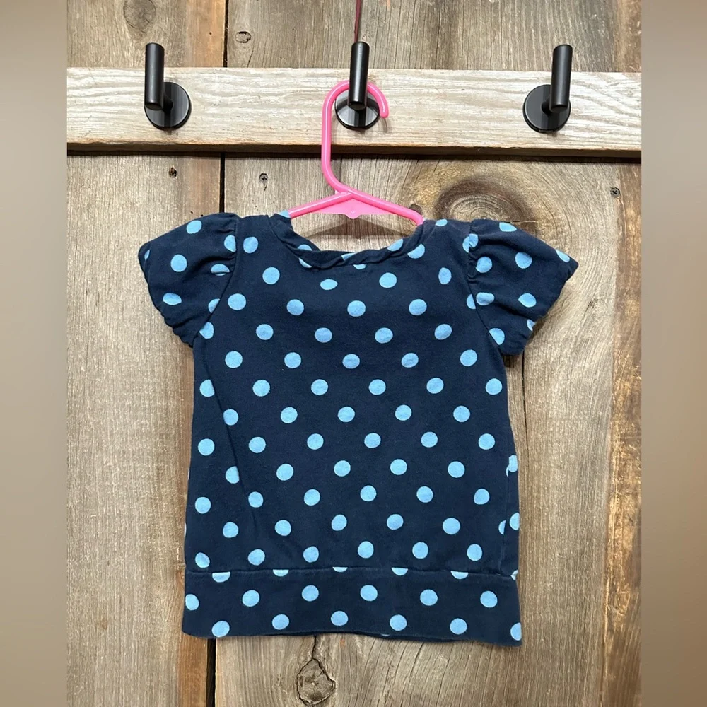 Old Navy Polka Dot Bubble Short Sleeve Tee Top in Blue Size 2T